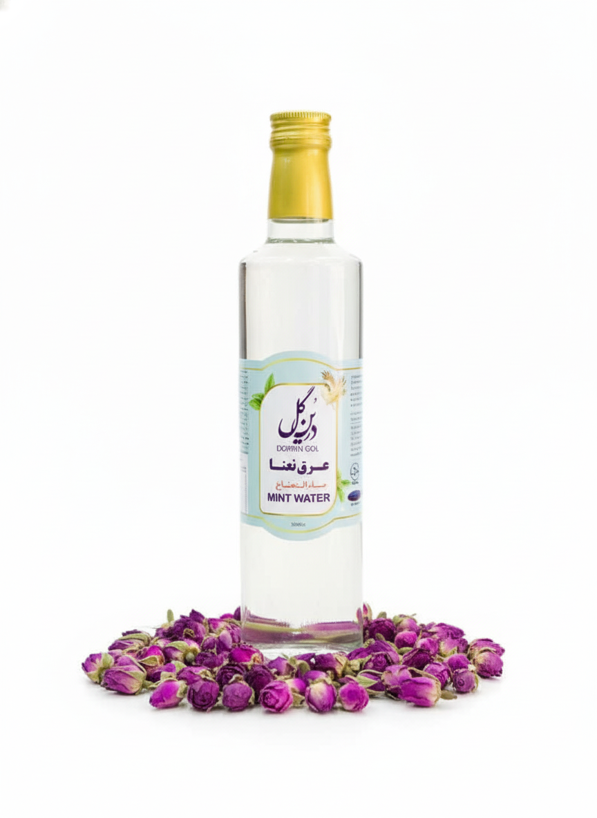 عرق نعنا شرکت درین گلاب کاشان حجم 500میلی لیتر ضد نفخ ضد اسپاسم تهیه شده از نعنای تازه برای رفع درد و دلپیچه