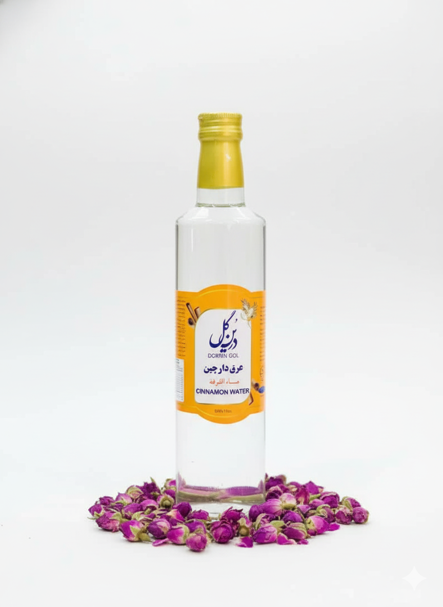 عرق دارچین شرکت درین گلاب کاشان حجم 500میلی لیتر موثر جهت تقویت سیستم ایمنی بدن معطر کردن چای و غذا هضم بهتر غذا وافزایش متابولیسم