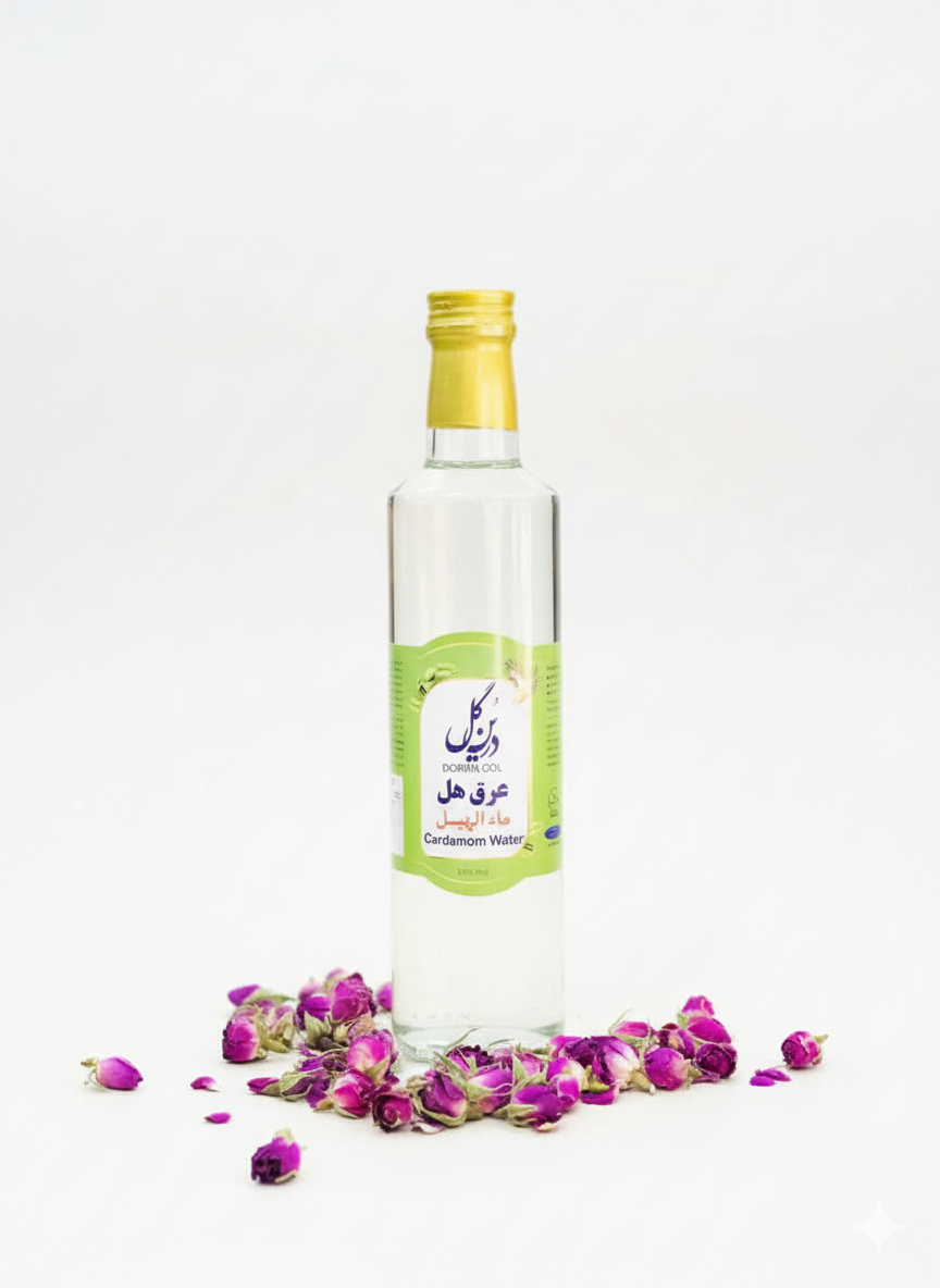 عرق هل شرکت درین گلاب کاشان حجم 500 میلی لیتر کمک به کاهش فشار خون بهداشت دهان و دندان ورفع بوی بد دهان