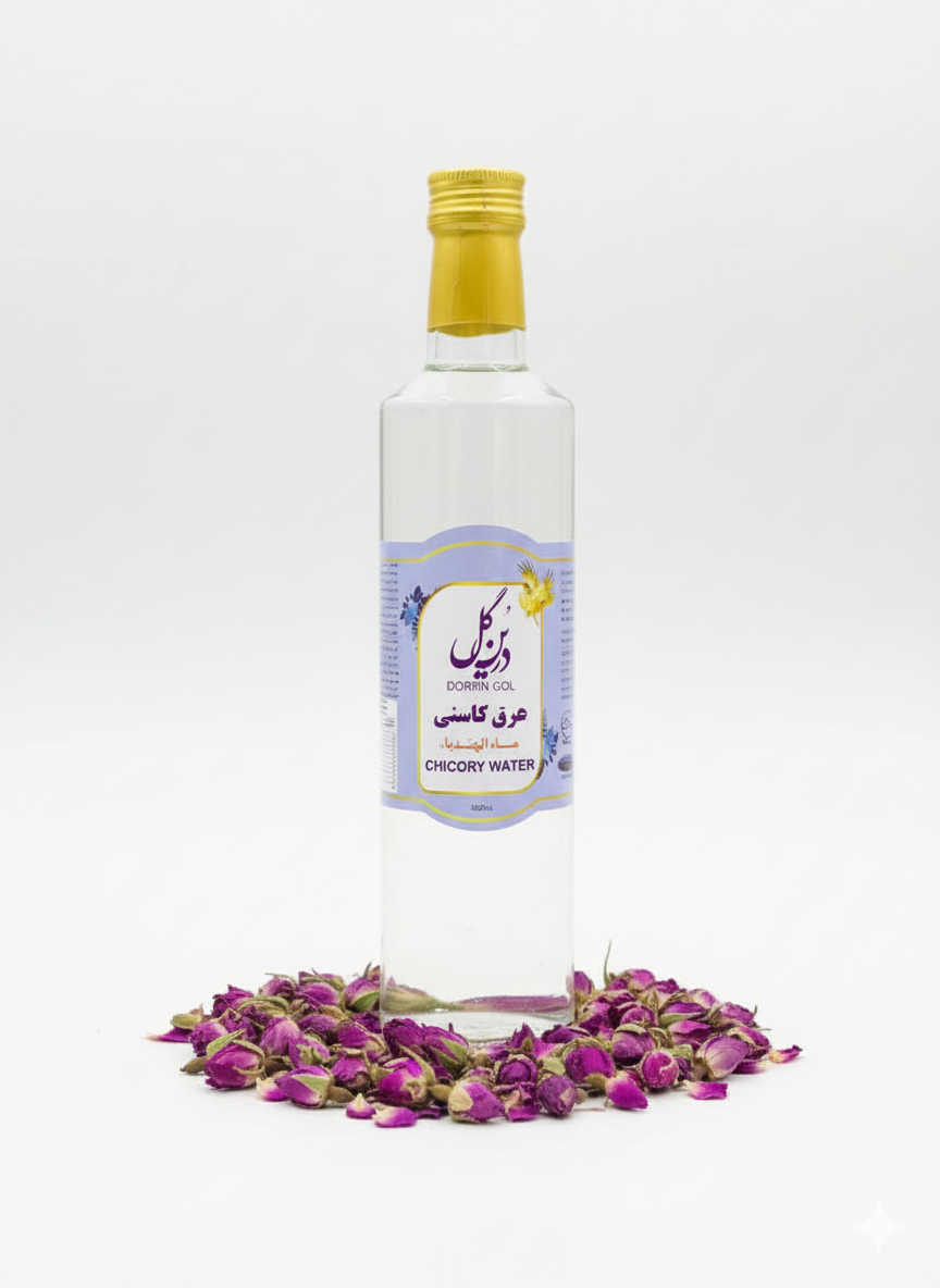 عرق کاسنی شرکت درین گلاب کاشان 500 میلی لیتر  با خاصیت درمانی خوش عطر و باکیفیت